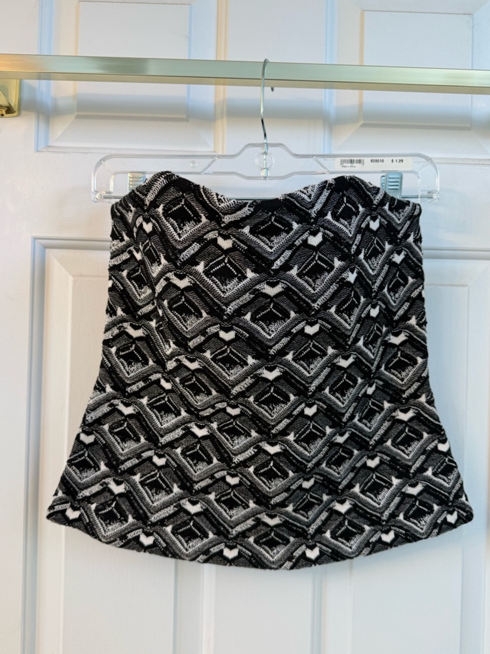 White House Black Market Black & White Patterned Women's Bustier Top